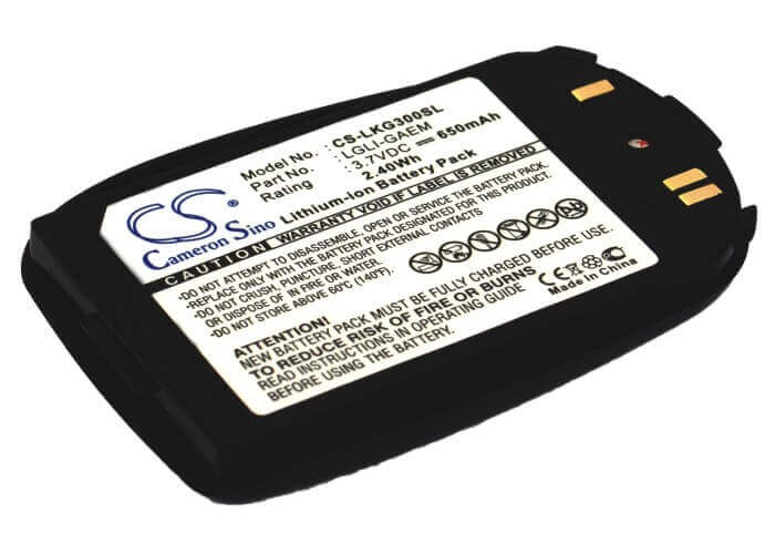 3.7V, Li-ion, 650mAh, SmartPhone battery fits Lg, Lgli-gaem, Kg220, Kg228, 2.41Wh Mobile, SmartPhone Cameron Sino Technology Limited (Suspended)