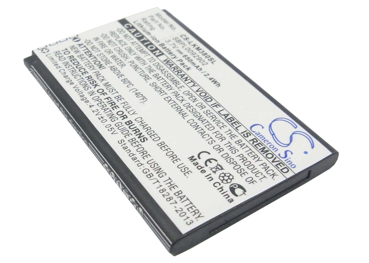 3,7V, Li-ion, 650mAh, batterie de smartphone compatible avec Lg, Lgip-330gp, Gb258, Gd350, 2,41Wh Mobile, Smartphone Cameron Sino Technology Limited (Smartphone)