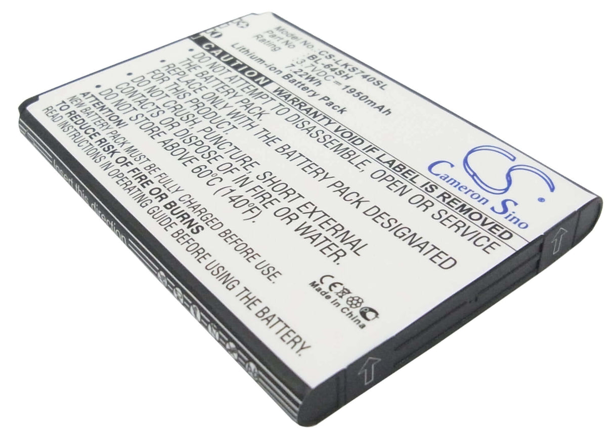 3.7V, Li-ion, 1950mAh, SmartPhone battery fits Lg, Bl-64sh, F540s, H442, 7.22Wh Mobile, SmartPhone Cameron Sino Technology Limited (Suspended)