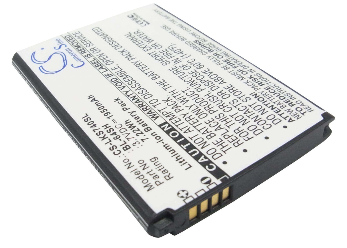 3.7V, Li-ion, 1950mAh, SmartPhone battery fits Lg, Bl-64sh, F540s, H442, 7.22Wh Mobile, SmartPhone Cameron Sino Technology Limited (Suspended)