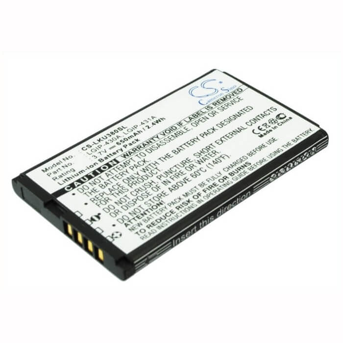 3.7V, Li-ion, 650mAh, SmartPhone battery fits Lg, Lgip-430a, 100c, 220c, 2.41Wh Mobile, SmartPhone Cameron Sino Technology Limited (Smartphone)