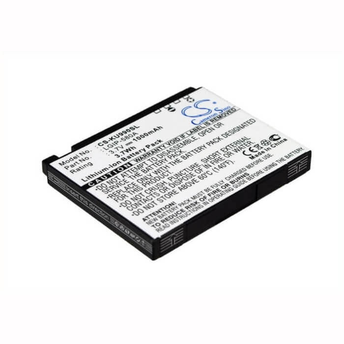 3.7V, Li-ion, 1000mAh, SmartPhone battery fits Lg, Lgip-580a, Cu915, Cu915vu, 3.7Wh Mobile, SmartPhone Cameron Sino Technology Limited (Suspended)