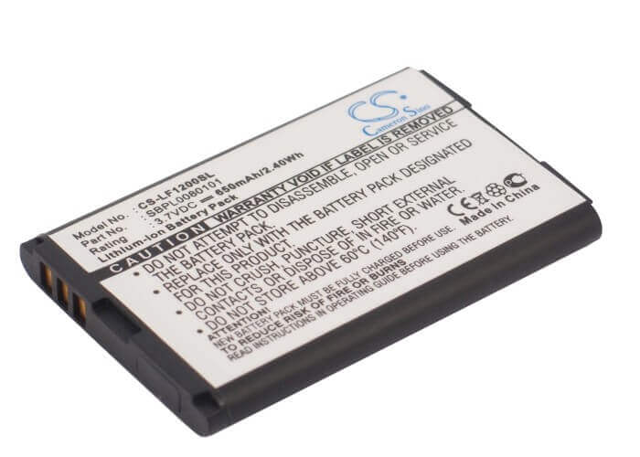 3.7V, Li-ion, 650mAh, SmartPhone battery fits Lg, Sbpl0080101, F1200, F9100, 2.41Wh Mobile, SmartPhone Cameron Sino Technology Limited (Suspended)