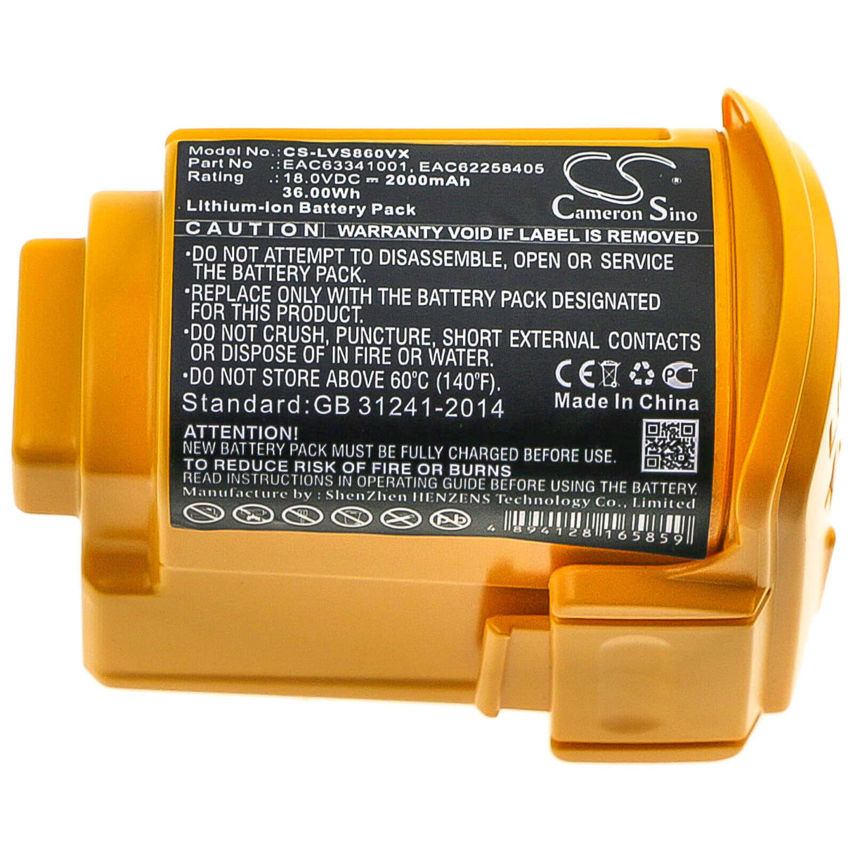 18.0V, Li-ion, 2000mAh, Vacuum battery fits Lg, Lg Vs8603swm, Vhb511bdb, Vhb511cdb, 36.00Wh Vacuum Cameron Sino Technology Limited (Suspended)