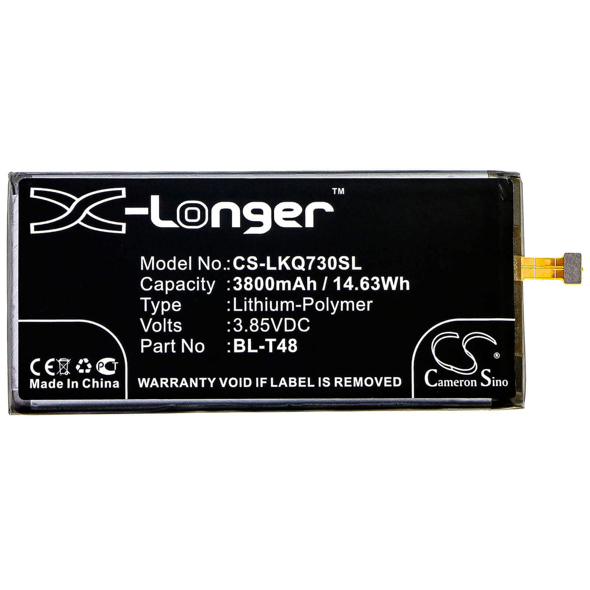 3.85V, Li-Polymer, 3800mAh, SmartPhone battery fits Lg, Bl-t48, Lmq730am4, Lmq730am4a, 14.63Wh Mobile, SmartPhone Cameron Sino Technology Limited (Smartphone)