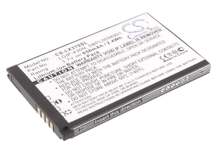 3.7V, Li-ion, 650mAh, SmartPhone battery fits Lg, Lgip-430n, 990g, C320, 2.41Wh Mobile, SmartPhone Cameron Sino Technology Limited (Smartphone)