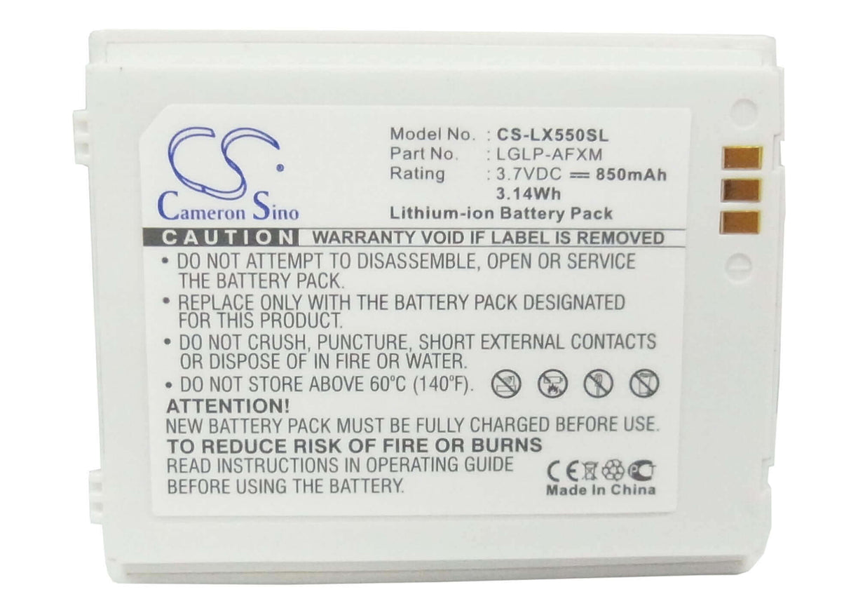 Battery For Lg Lx550, Lx-550, Fusic 3.7v, 850mah - 3.15wh Batteries for Electronics Cameron Sino Technology Limited (Suspended)