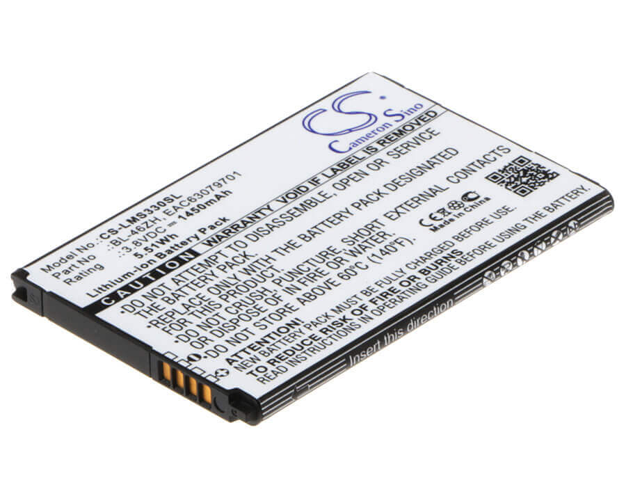 3.8V, Li-ion, 1450mAh, SmartPhone battery fits At&t, Lg, Bl-46zh, Gophone 4g Lte, 5.51Wh Mobile, SmartPhone Cameron Sino Technology Limited (Smartphone)