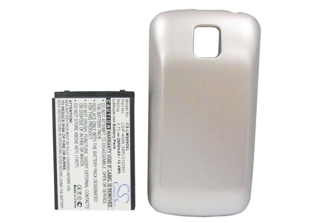 Batterie de smartphone 3.7V, Li-ion, 2800mAh, compatible avec Lg, Lgip-400n, Ms690, Optimus M, 10.36Wh Mobile, SmartPhone Cameron Sino Technology Limited (Smartphone)