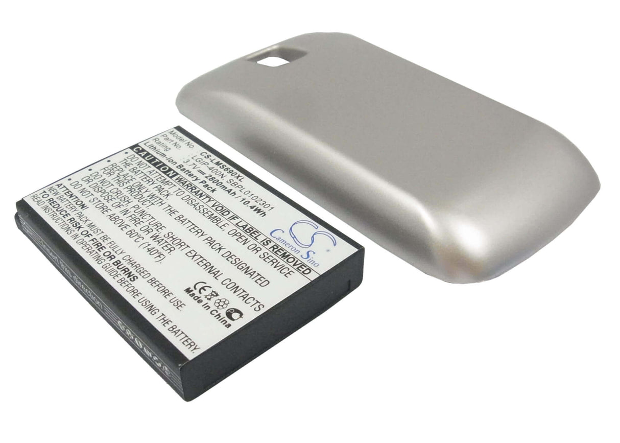 Batterie de smartphone 3.7V, Li-ion, 2800mAh, compatible avec Lg, Lgip-400n, Ms690, Optimus M, 10.36Wh Mobile, SmartPhone Cameron Sino Technology Limited (Smartphone)