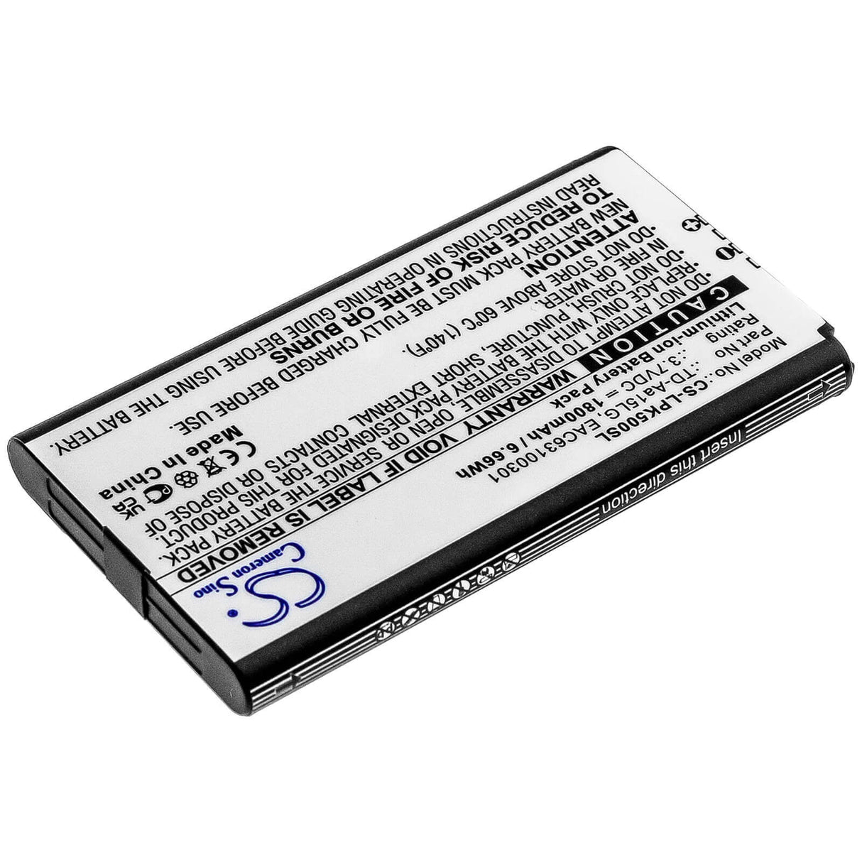 3.7V, Li-ion, 1800mAh, Speaker battery fits Lg, Music Flow P5, Music Flow P5 Strap, 6.66Wh Speaker Cameron Sino Technology Limited