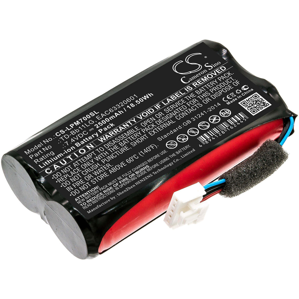 7.4V, Li-ion, 2500mAh, Speaker battery fits Lg, Music Flow P7, Np7550, 18.50Wh Speaker Cameron Sino Technology Limited