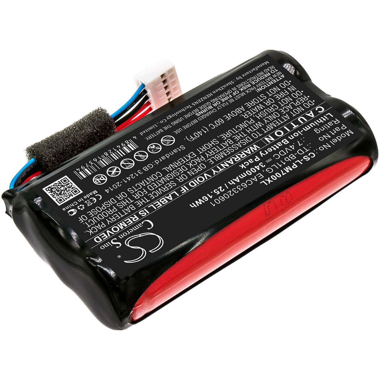 7.4V, Li-ion, 3400mAh, Speaker battery fits Lg, Music Flow P7, Np7550, 25.16Wh Speaker Cameron Sino Technology Limited