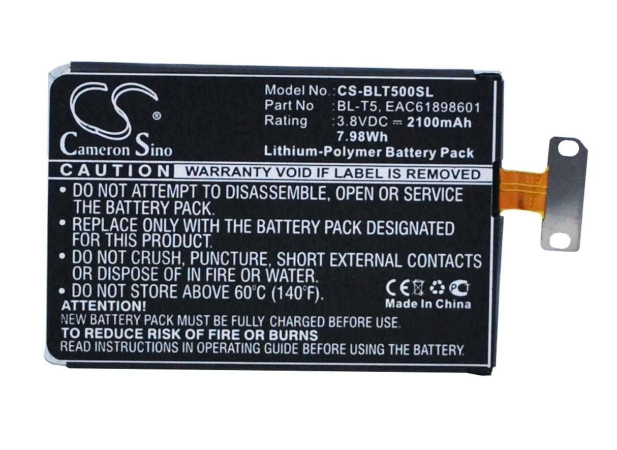 3.8V, Li-Polymer, 2100mAh, SmartPhone battery fits Sprint, Lg, Bl-t5, E960, E970, 7.98Wh Mobile, SmartPhone Cameron Sino Technology Limited (Smartphone)