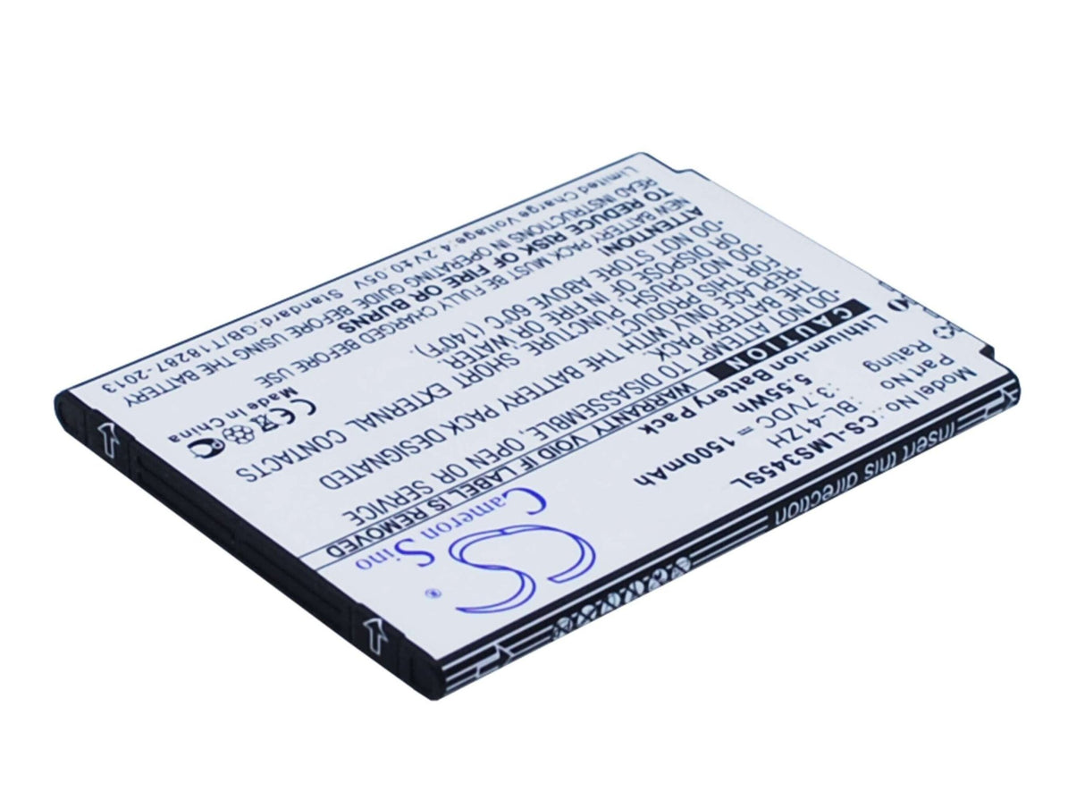 3.7V, Li-ion, 1500mAh, SmartPhone battery fits Lg, Bl-41zh, C40 Power, D213, 5.55Wh Mobile, SmartPhone Cameron Sino Technology Limited (Smartphone)