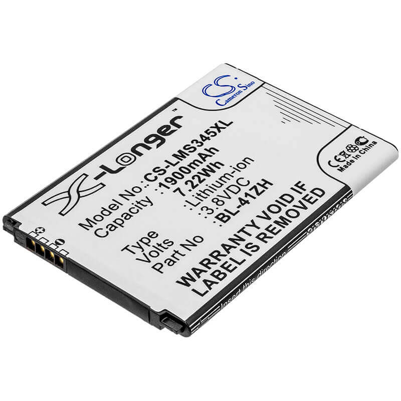 3.8V, Li-ion, 1900mAh, SmartPhone battery fits Lg, Bl-41zh, C40 Power, D213, 7.22Wh Mobile, SmartPhone Cameron Sino Technology Limited (Smartphone)