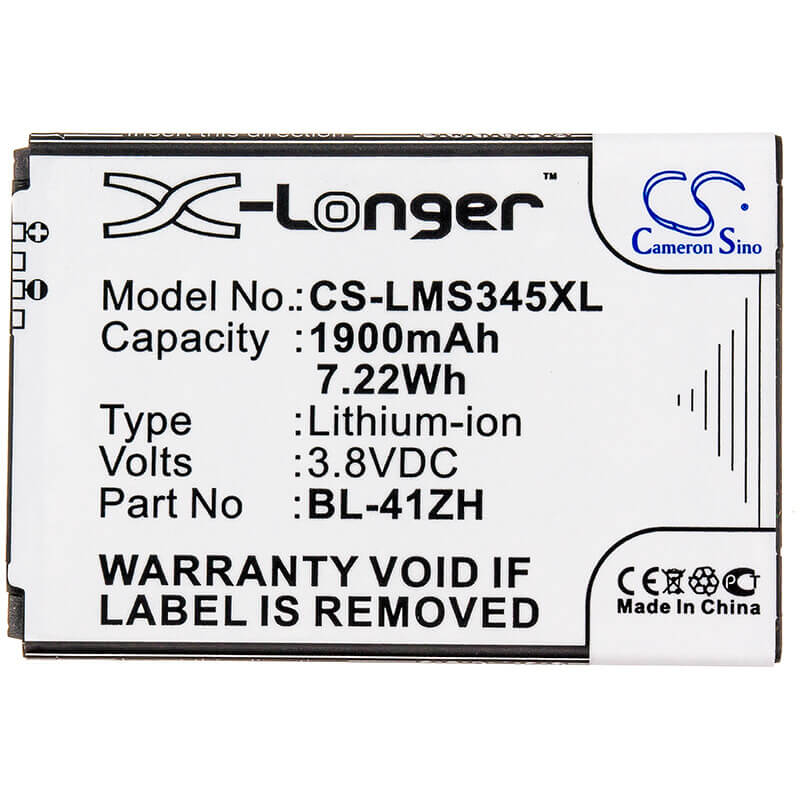 3.8V, Li-ion, 1900mAh, SmartPhone battery fits Lg, Bl-41zh, C40 Power, D213, 7.22Wh Mobile, SmartPhone Cameron Sino Technology Limited (Smartphone)