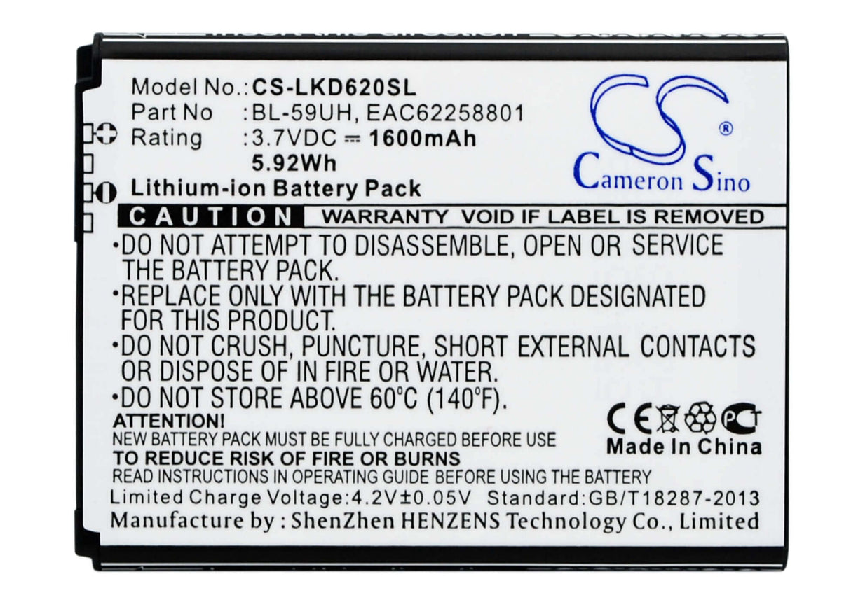 SmartPhone Battery For Lg Optimus G2 Mini, D620, D620r 3.7v, 1600mah - 5.92wh Mobile, SmartPhone Cameron Sino Technology Limited (Smartphone)