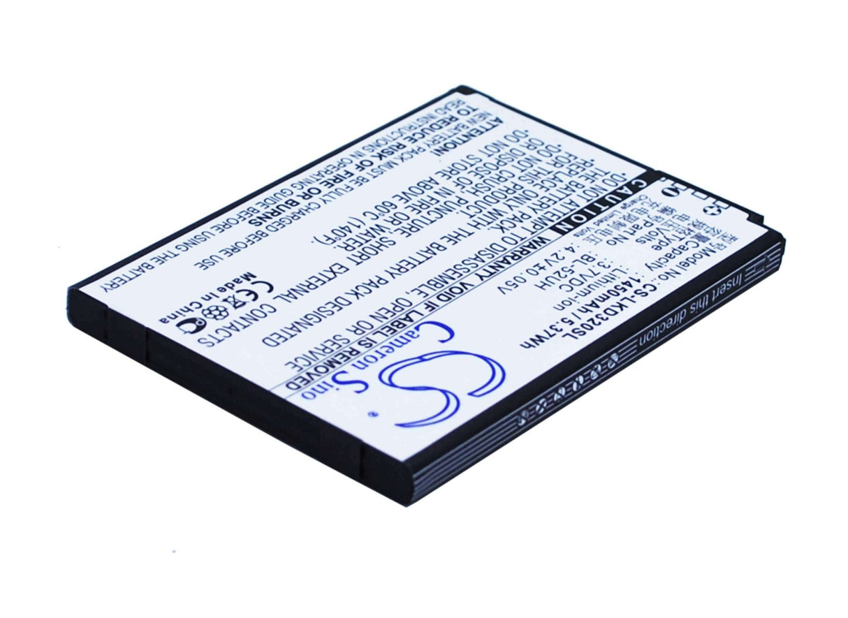 3.7V, Li-ion, 1450mAh, SmartPhone battery fits Lg, Bl-52uh, D280, D280n, 5.37Wh Mobile, SmartPhone Cameron Sino Technology Limited (Smartphone)