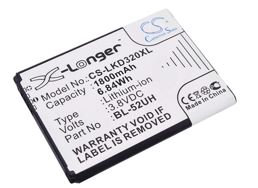 3.8V, Li-ion, 1800mAh, SmartPhone battery fits Lg, Bl-52uh, D280, D280n, 6.84Wh Mobile, SmartPhone Cameron Sino Technology Limited (Smartphone)