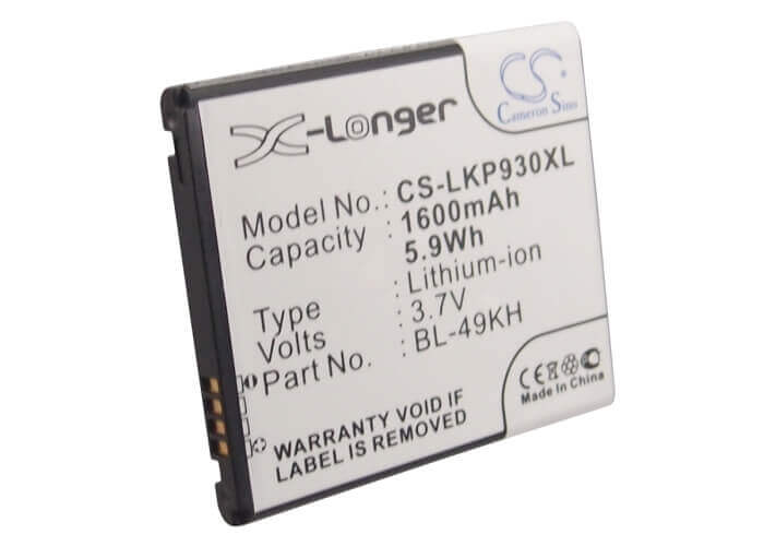 3.7V, Li-ion, 1600mAh, SmartPhone battery fits Lg, Verizon, Bl-49kh, Lu6200, Nitro Hd, 5.92Wh Mobile, SmartPhone Cameron Sino Technology Limited (Smartphone)