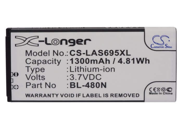 3.7V, Li-ion, 1300mAh, SmartPhone battery fits Lg, Bl-48on, As695, Lgms695-r, 4.81Wh Mobile, SmartPhone Cameron Sino Technology Limited (Smartphone)
