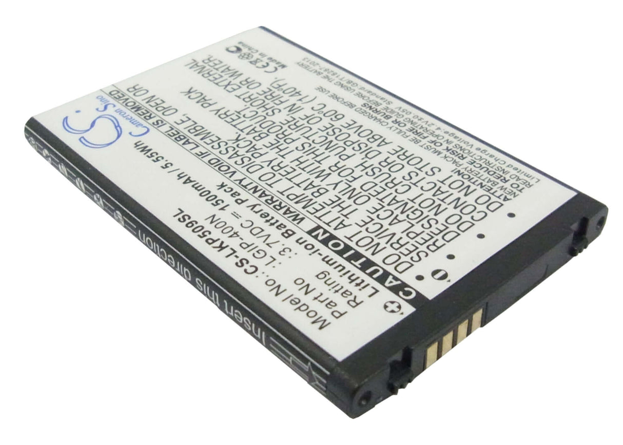 3.7V, Li-ion, 1500mAh, SmartPhone battery fits At&t, Lg, Lgip-400n, P505, Phoenix, 5.55Wh Mobile, SmartPhone Cameron Sino Technology Limited (Smartphone)