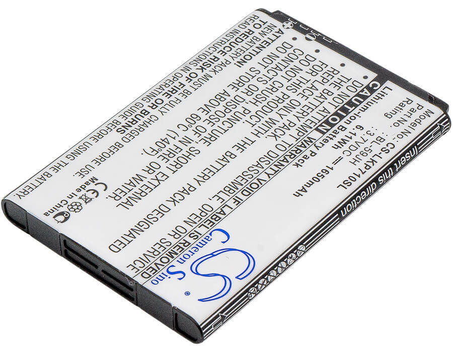 3.7V, Li-ion, 1650mAh, SmartPhone battery fits Lg, Verizon, Bl-59jh, As870, D500, 6.11Wh Mobile, SmartPhone Cameron Sino Technology Limited (Smartphone)