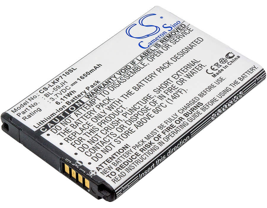 3.7V, Li-ion, 1650mAh, SmartPhone battery fits Lg, Verizon, Bl-59jh, As870, D500, 6.11Wh Mobile, SmartPhone Cameron Sino Technology Limited (Smartphone)