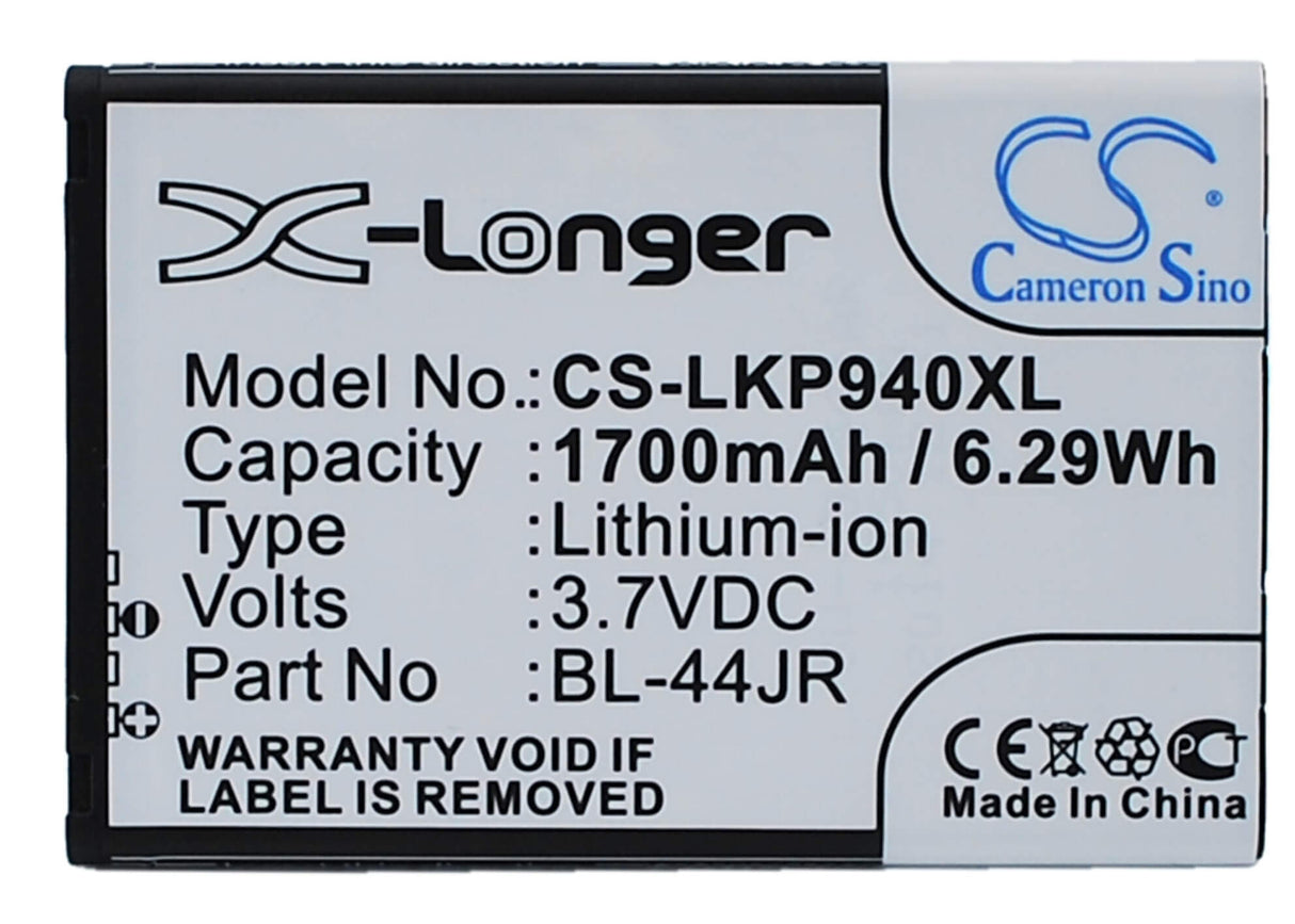 3.7V, Li-ion, 1700mAh, SmartPhone battery fits Lg, Bl-44jr, K2, Ku5400, 6.29Wh Mobile, SmartPhone Cameron Sino Technology Limited (Smartphone)