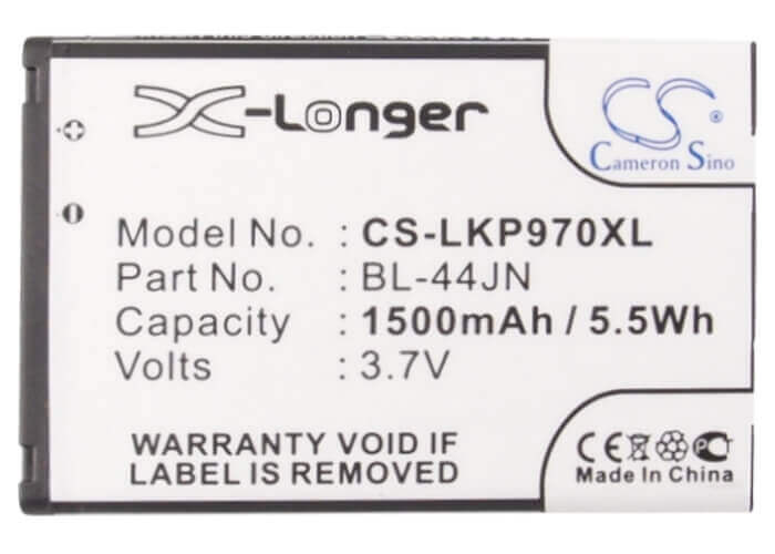 Batterie de smartphone 3,7V, Li-ion, 1500mAh, compatible avec T-mobile, Alltel, Metropcs, Lg, 1icp5/44/65, As855, Ignite, 5,55Wh Mobile, SmartPhone Cameron Sino Technology Limited (Smartphone)