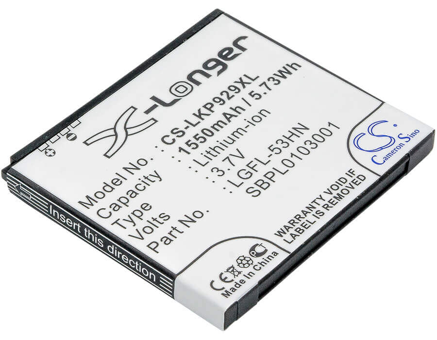 3.7V, Li-ion, 1550mAh, SmartPhone battery fits Lg, Fl-53hn, C729, Doubleplay, 5.74Wh Mobile, SmartPhone Cameron Sino Technology Limited (Suspended)