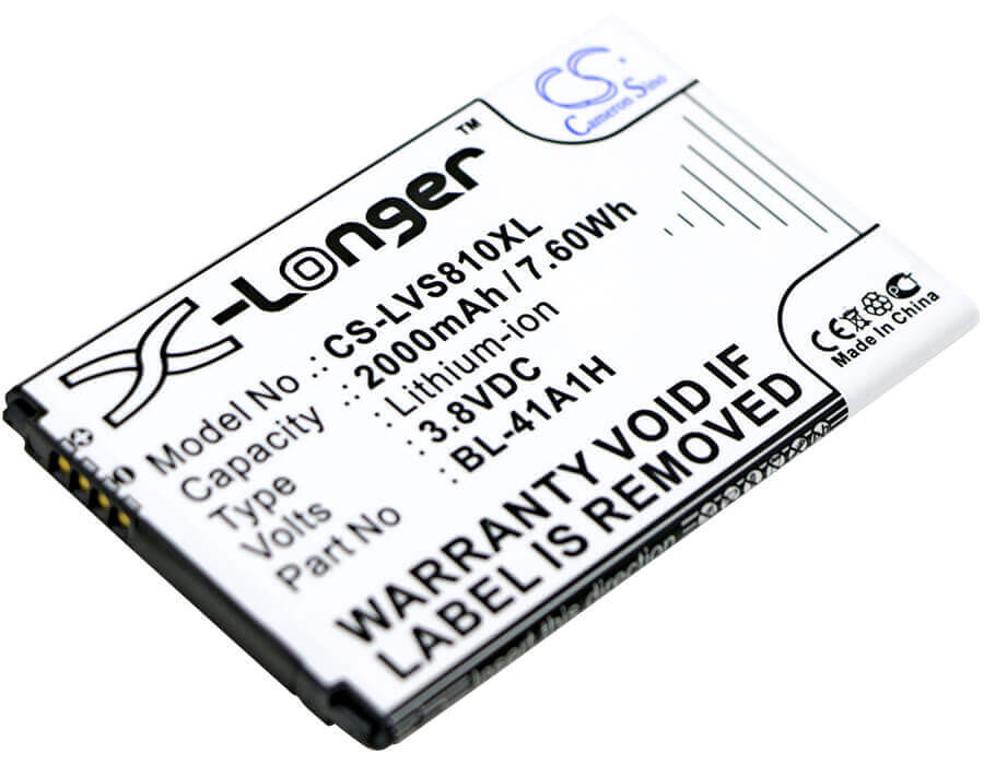 3.8V, Li-ion, 2000mAh, SmartPhone battery fits Lg, Bl-41a1h, Cz2112lwr, D390, 7.6Wh Mobile, SmartPhone Cameron Sino Technology Limited (Smartphone)