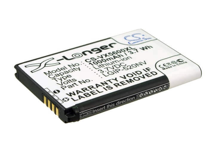 3.7V, Li-ion, 1000mAh, SmartPhone battery fits Verizon, Lg, Lgip-520nv, Accolade, Cosmos Touch Vn270, 3.7Wh Mobile, SmartPhone Cameron Sino Technology Limited (Smartphone)