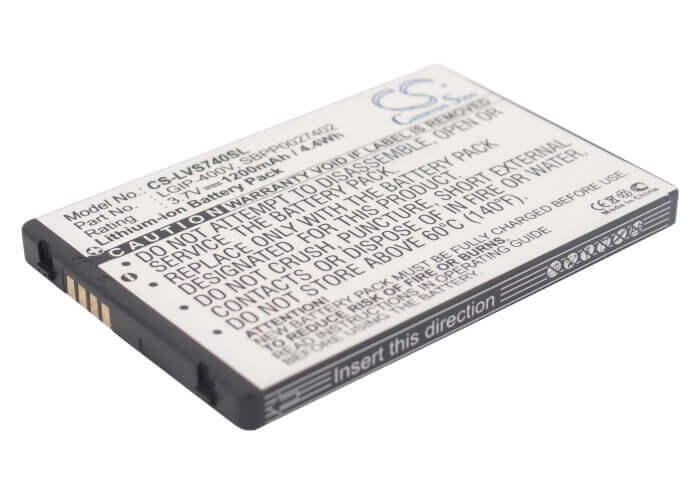 3.7V, Li-ion, 1200mAh, SmartPhone battery fits Verizon, Lgip-400v, Ally Vs740, Ally Vs750, 4.44Wh Mobile, SmartPhone Cameron Sino Technology Limited (Suspended)