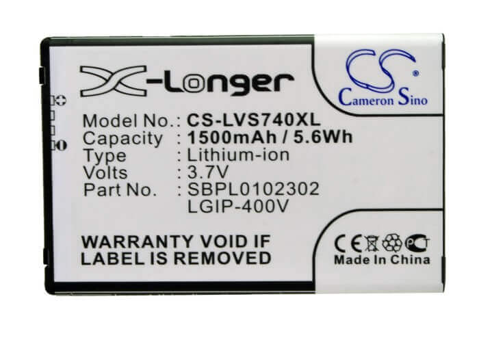 3.7V, Li-ion, 1500mAh, batterie de smartphone compatible avec Lg, Verizon, Lgip-400v, Ally Vs740, Ally Vs750, 5.55Wh Mobile, Smartphone Cameron Sino Technology Limited (Smartphone)