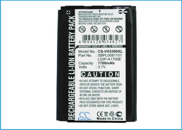 3.7V, Li-ion, 1700mAh, SmartPhone battery fits Lg, Lgip-a1700e, Ax245, Vx5300, 6.29Wh Mobile, SmartPhone Cameron Sino Technology Limited (Smartphone)