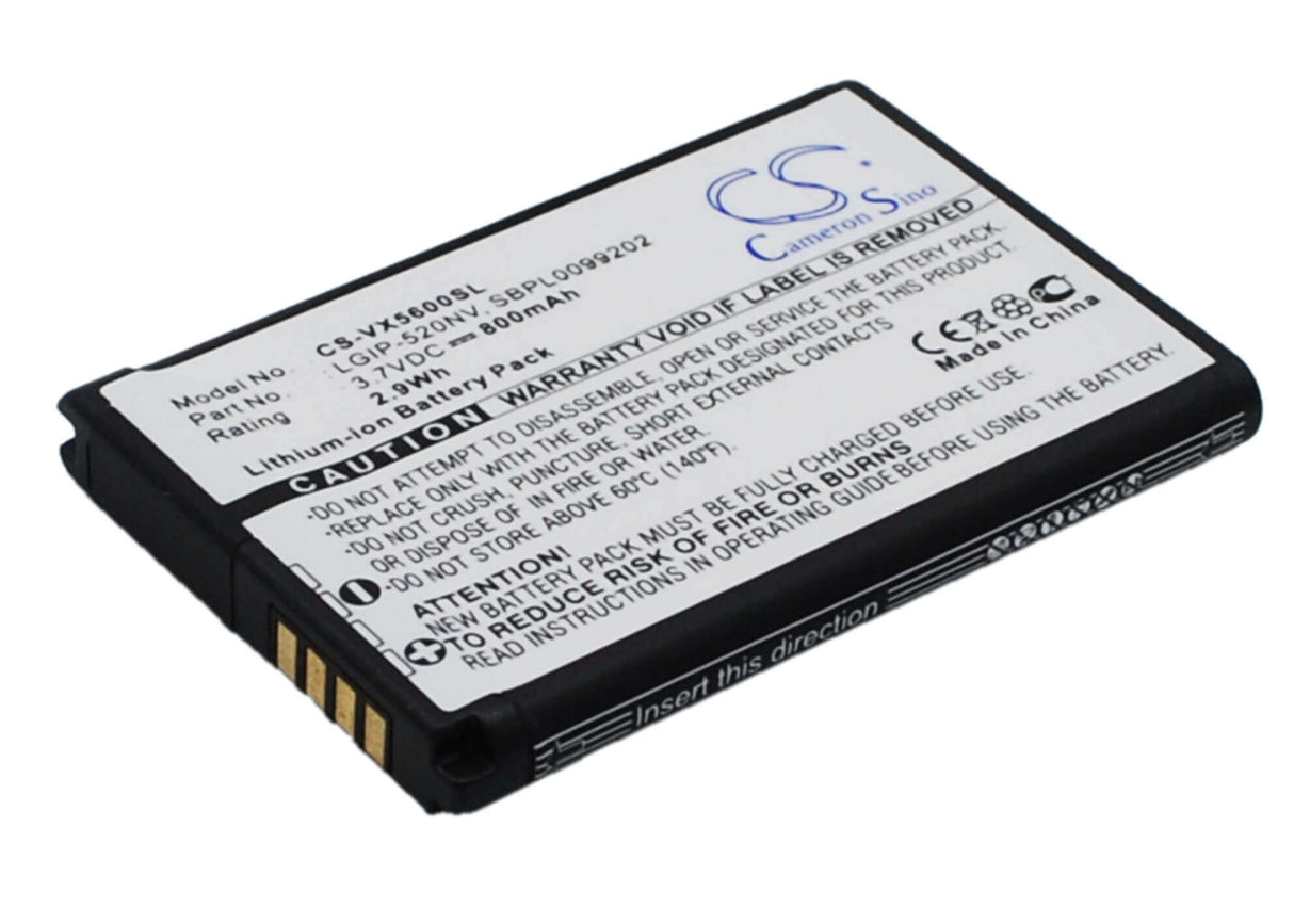 3.7V, Li-ion, 800mAh, SmartPhone battery fits Lg, Verizon, Lgip-520nv, Accolade, Cosmos Touch Vn270, 2.96Wh Mobile, SmartPhone Cameron Sino Technology Limited (Smartphone)