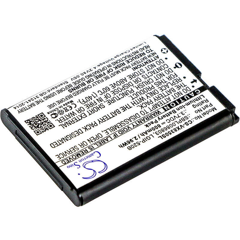 3.7V, Li-ion, 800mAh, Batterie de smartphone compatible avec Metropcs, Lg, Lgip-320r, Ax310, Helix, 2.96Wh Mobile, Smartphone Cameron Sino Technology Limited (Smartphone)