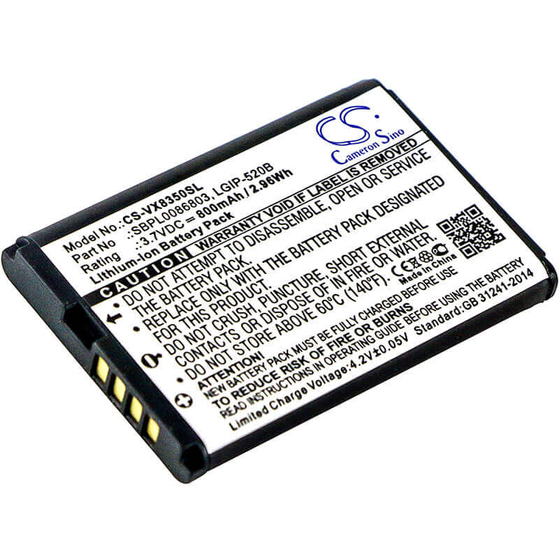 3.7V, Li-ion, 800mAh, Batterie de smartphone compatible avec Metropcs, Lg, Lgip-320r, Ax310, Helix, 2.96Wh Mobile, Smartphone Cameron Sino Technology Limited (Smartphone)