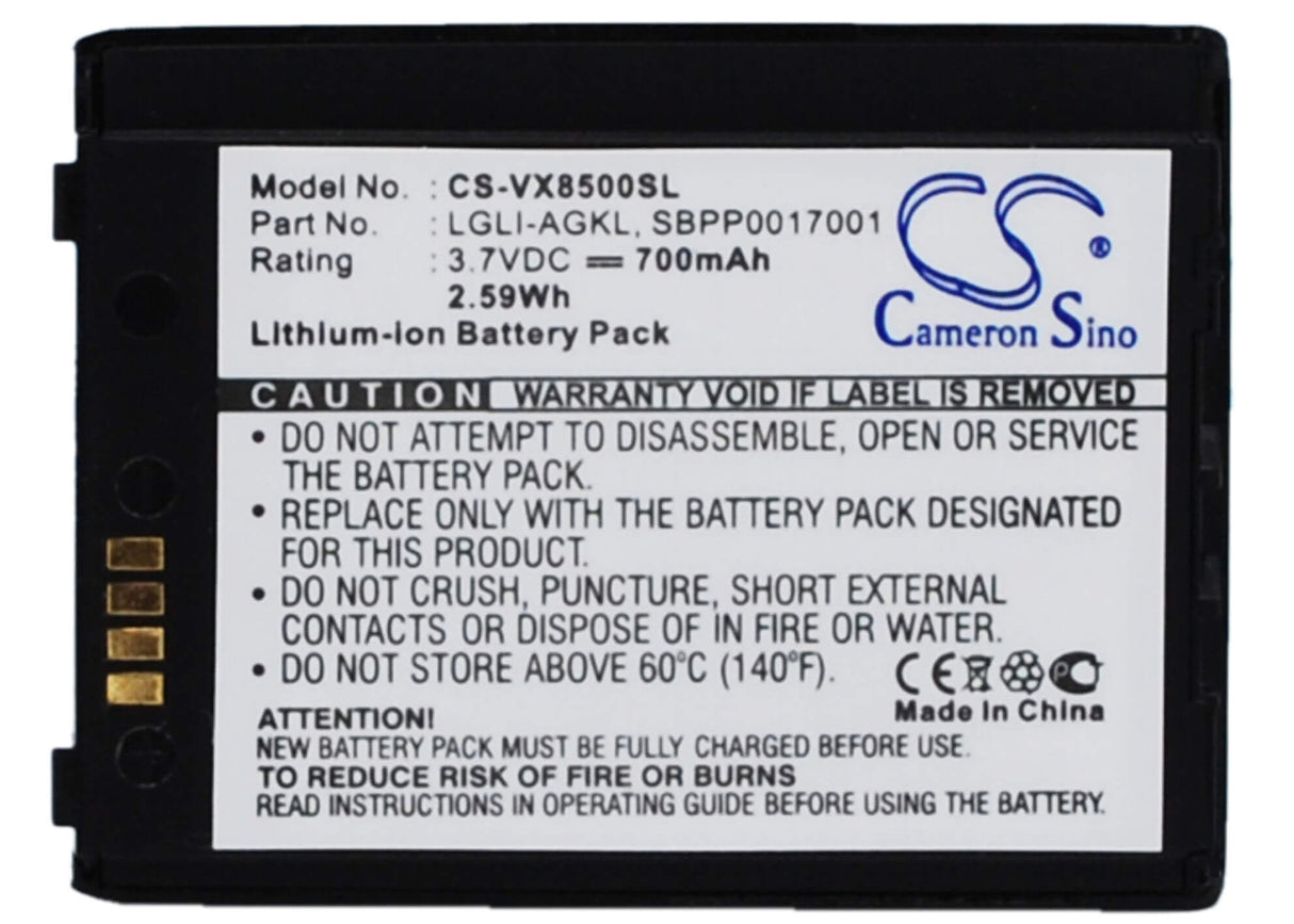 3.7V, Li-ion, 700mAh, SmartPhone battery fits Lg, Lglp-agkm, Chocolate 3, Vx8500, 2.59Wh Mobile, SmartPhone Cameron Sino Technology Limited (Smartphone)