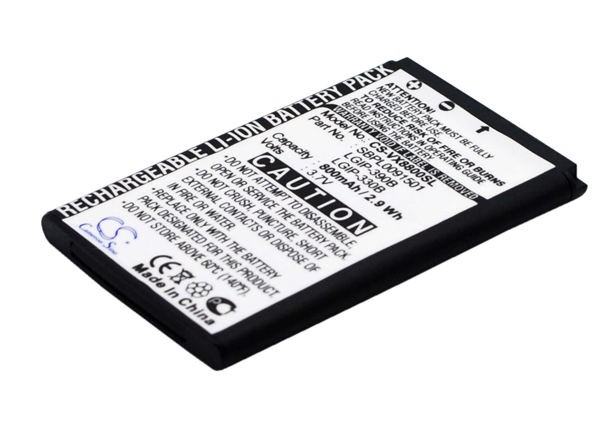 3.7V, Li-ion, 800mAh, SmartPhone battery fits Lg, Lgip-330b, Vx8800, Vx8800 Venus, 2.96Wh Mobile, SmartPhone Cameron Sino Technology Limited (Suspended)