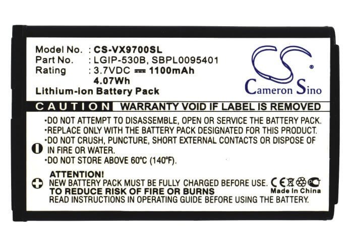 Battery For Lg Vx9600, Vx9700, Vx9700 Dare 3.7v, 1100mah - 4.07wh Batteries for Electronics Cameron Sino Technology Limited (Suspended)