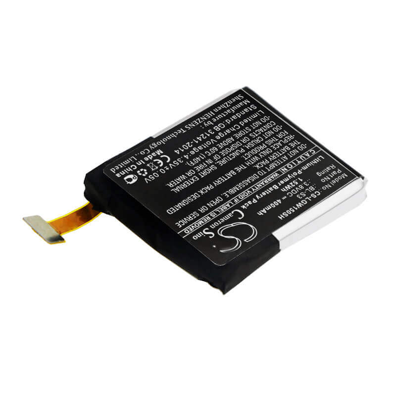 3.8V, Li-Polymer, 400mAh, Smartwatch battery fits Lg, Bl-s3, W150, Watch Urbane, 1.52Wh Smartwatch Cameron Sino Technology Limited