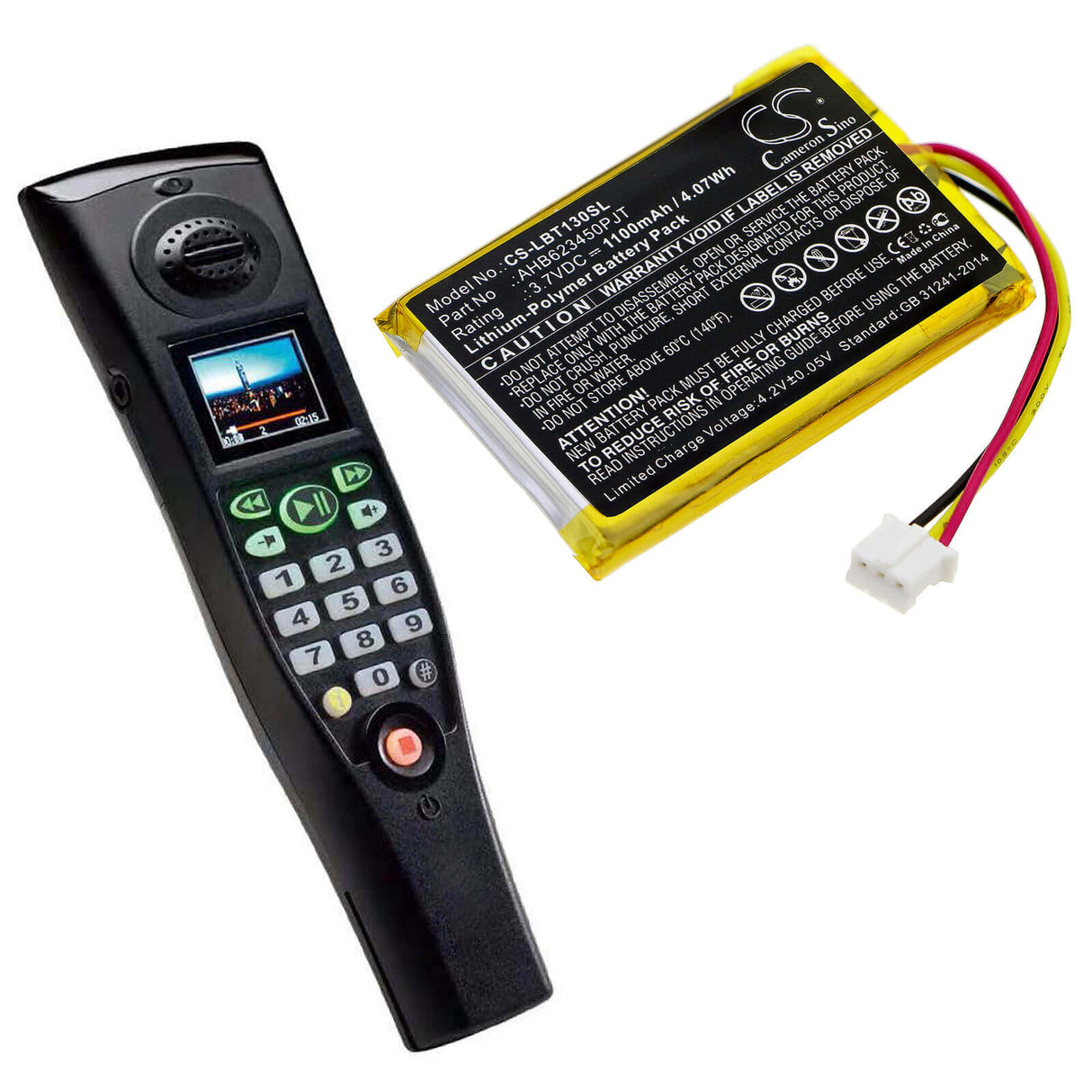 3.7V, Li-Polymer, 1100mAh, Batterie de casque s'adapte à Listen Technologies, Okayo, Ahb623450pjt, Guide Audio, Lbt-1300, 4.07Wh Casque sans fil Cameron Sino Technology Limited