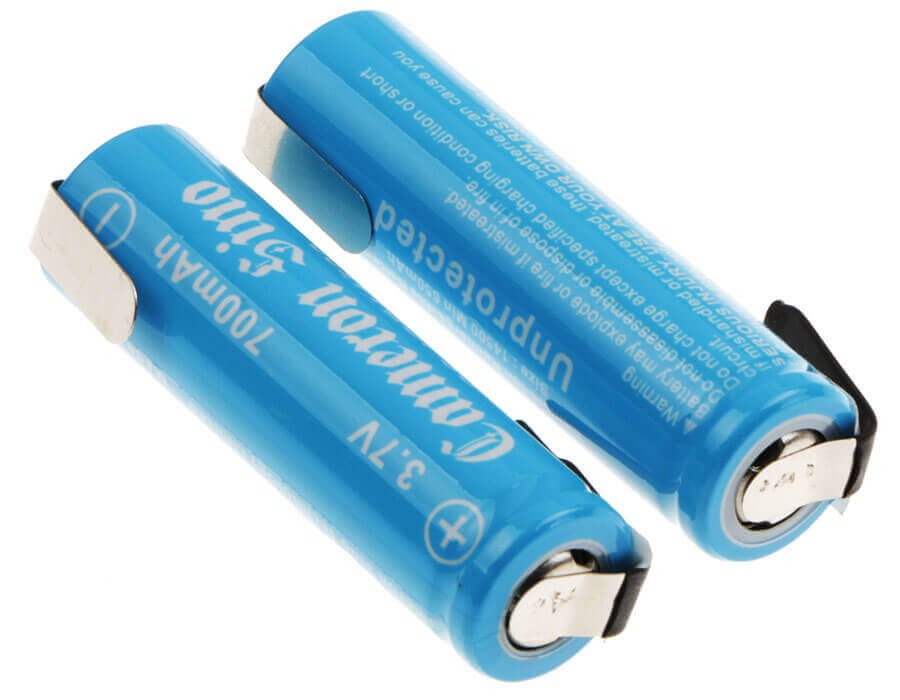 Deux pièces de batterie AA au lithium-ion ou 14500 avec languettes de soudure inversées 3,7v, 700mah - 2,59wh 14500 Cameron Sino Technology Limited