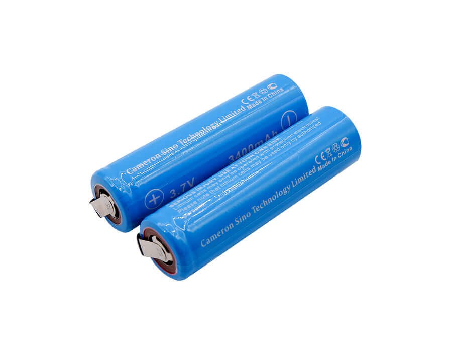 18650 Lithium Ion battery, 2pcs With Solder Tabs same direction 3.7v, 3400mah - 12.58wh 18650 Cameron Sino Technology Limited