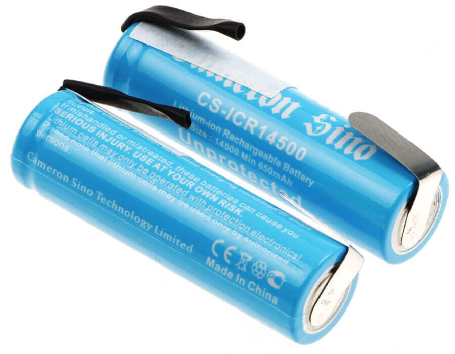 Cameron Sino AA Size, 14500 Battery, 700mAh Li-ion 3.7V with Solder Tabs 14500 Cameron Sino Technology Limited