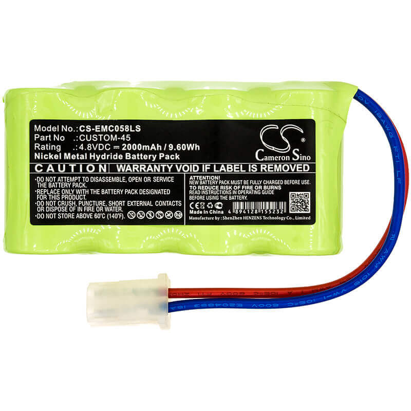 4.8V, Ni-MH, 2000mAh, batterie d'éclairage d'urgence compatible avec Lithonia, 4ph56, Elb0502n, Elb4714n, 9.60Wh Éclairage d'urgence Cameron Sino Technology Limited