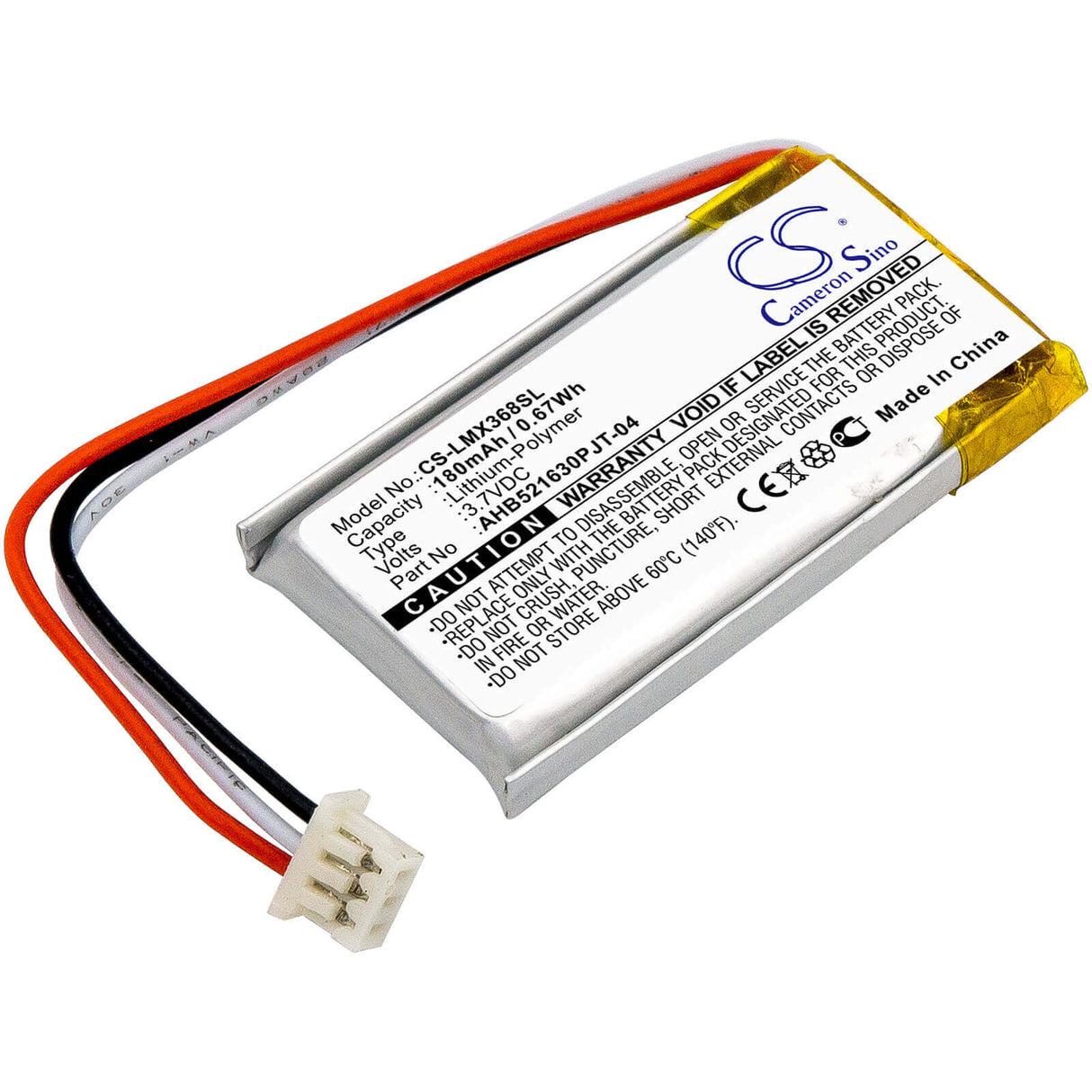 3.7V, Li-Polymer, 180mAh, Keyboard,Mouse battery fits Logitech, Ahb521630pjt-04, 810-006368, M-r0074, 0.67Wh Keyboard,Mouse Cameron Sino Technology Limited